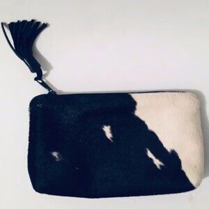 Sondra Roberts Bucket Handbag Purse Brown Faux Calf Hair Cow Print